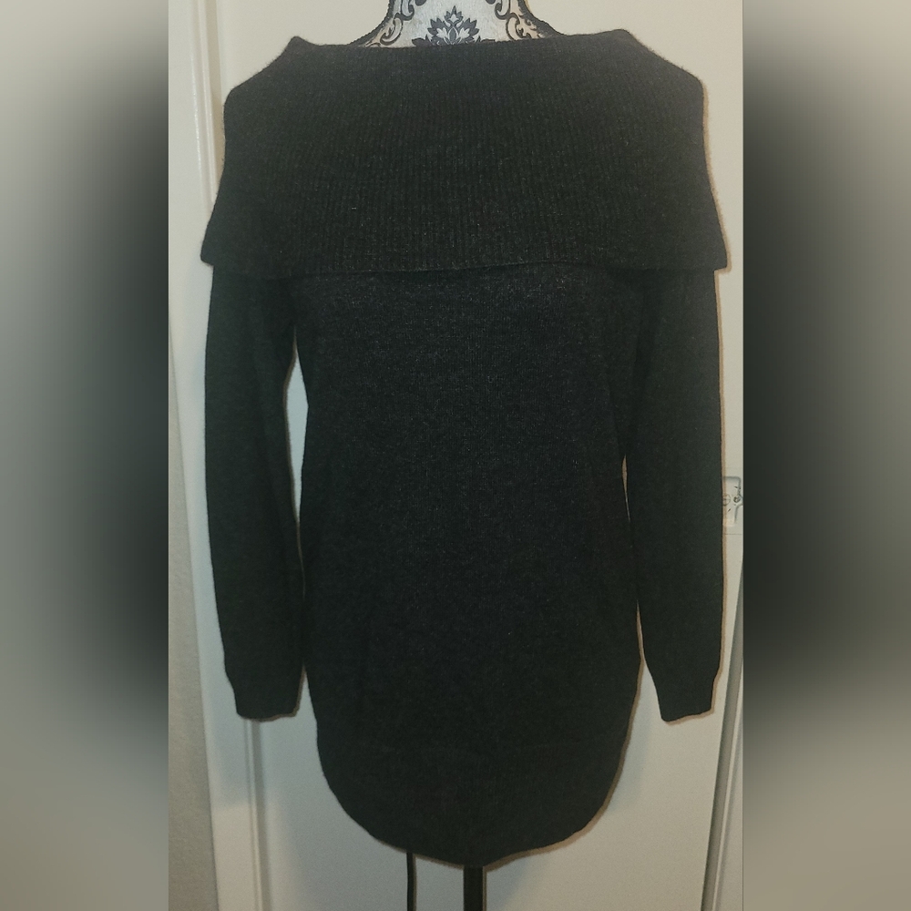 Joie Bade Heather Charcoal Gray Wool‎ Cashmere Off The Shoulder Sweater Sz XS